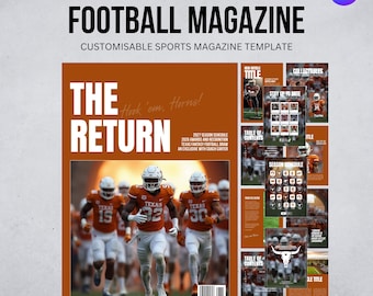 Sports & Football Magazine Template, 14 Pages of Fully Customizable Canva Templates - Digital Download Only