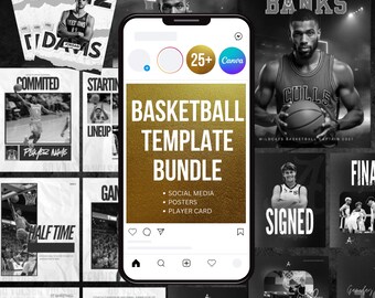 Paquete múltiple de plantillas de baloncesto: incluye plantillas y pósteres de Instagram (descarga digital)