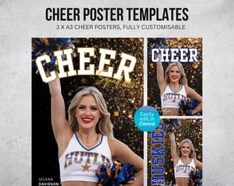 Cheerleading Senior Poster Templates – Customizable Canva Designs (Digital Download)