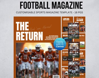Sports & Football Magazine Template, 14 Pages of Fully Customizable Canva Templates - Digital Download Only