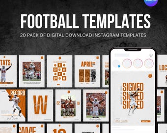 Plantillas para redes sociales de equipos de fútbol: Gráficos de Instagram (Canva, descarga digital)