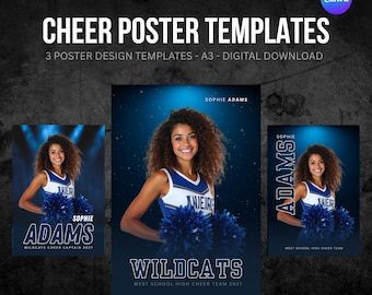 Cheerleader Poster Canva Vorlagen - 3 Designs - A3 Größe - vollständig anpassbar, nur digitaler Download