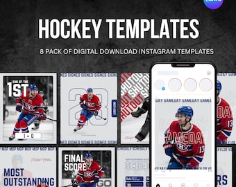 Ice Hockey Sports Team Instagram Templates: 8 Canva Templates - Digital Download Only