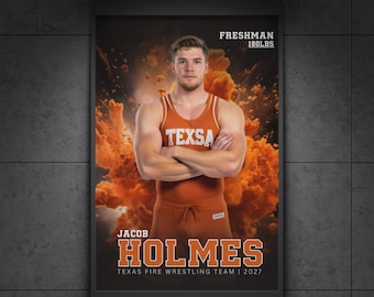 Wrestling Athlete Poster - Canva Template - A3 Size, Fully Customizable, Digital Download Only