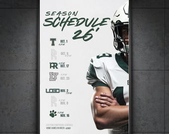 Póster con el calendario de la temporada deportiva - Plantilla de Canva - Tamaño A3, totalmente personalizable, solo descarga digital.