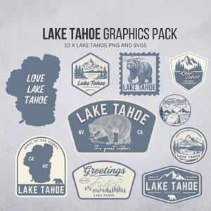 Lake Tahoe Graphics Bundle  – PNG & SVG Files (Digital Download)