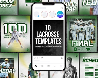 Plantillas de redes sociales de lacrosse, totalmente personalizables en Canva: solo descarga digital