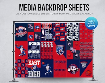 22 Customer Sports Media Day Backdrop Sheets -  Fully Customizable in Canva - Digital Download Only