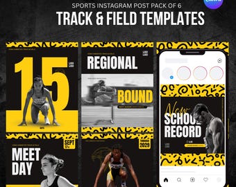 Paquete de plantillas de Instagram de atletismo: 6 plantillas de Canva (solo descarga digital)