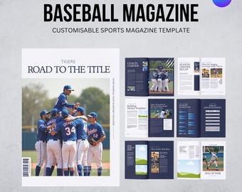 Plantilla Canva para revista de béisbol, boletín informativo de 20 páginas (solo descarga digital) US Letter