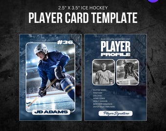 Tarjeta coleccionable de jugador de hockey sobre hielo - Plantilla de Canva - Totalmente personalizable, solo descarga digital
