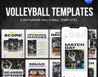 Plantillas de Instagram de voleibol: 8 plantillas de Canva (solo descarga digital)
