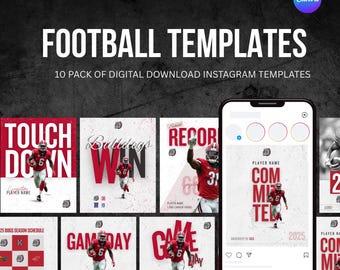 Plantillas de fútbol para redes sociales (Instagram): 10 plantillas de Canva (solo descarga digital)