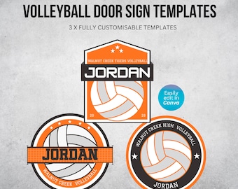 Volleyball Door and Locker Sign Templates - Fully Customizable in Canva, Digital Download Only