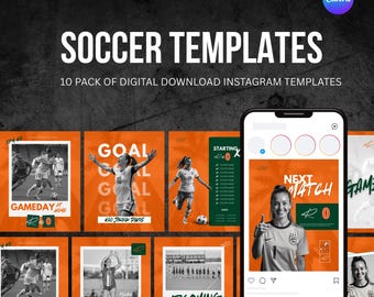 Soccer Instagram Templates: 10 Canva Templates - Digital Download Only