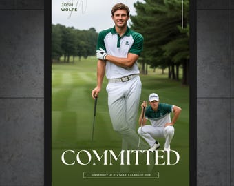 Póster de GOLF comprometido - Plantilla de Canva - Tamaño A3, totalmente personalizable, solo descarga digital