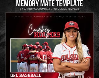 Modello 8x10 Sports Team Memory Mate / Design personalizzabile per Canva (Download digitale)