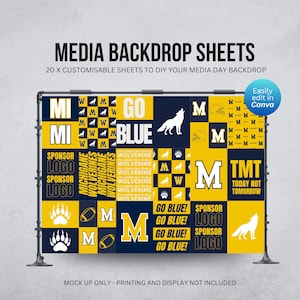 20 Custom Media Day Backdrop Sheets -  Fully Customizable in Canva - Digital Download Only