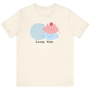 Niedliches Katzen-Shirt, Kawaii Katzen T-Shirt, lustiges Cartoon Shirt, Tier Liebhaber Geschenk, ästhetisches Katzen T-Shirt, gemütliches grafisches T-Shirt, Katzenliebhaber Unisex Top