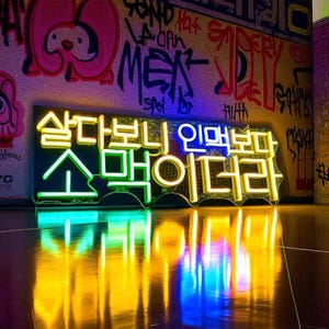 Korean Style LED Neon Light, Custom Name Wall Sign for Bedroom, Gaming Desk, Neon Room Accent, Personalized Light Up Art, Modern Asian Decor