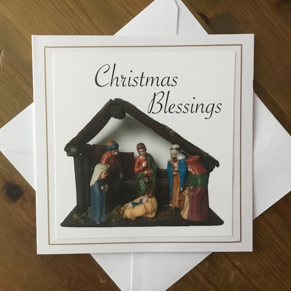 Traditional Christmas Card Nativity Scene - Handmade