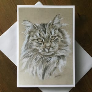 Tabby Cat Art Card - Blank Inside - Fast Shipping
