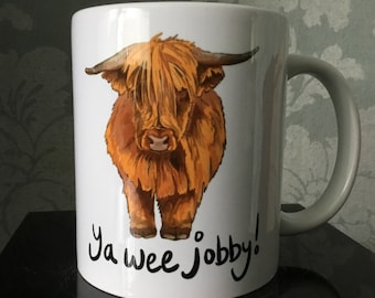 Funny Scottish Saying with Highland Cow Coffee Mug With Gift Box Scotland