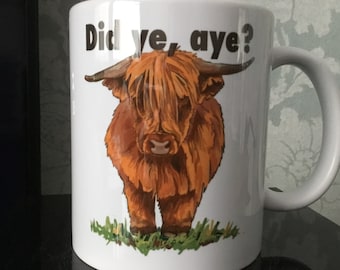 Funny Scottish Saying with Highland Cow Coffee Mug With Gift Box Scotland