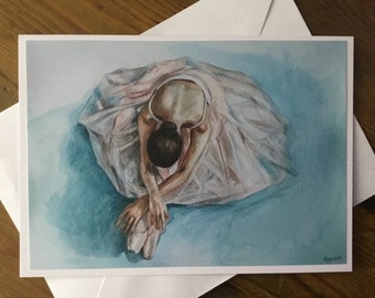 Ballerina Art Card - Blank Inside - Fast Shipping