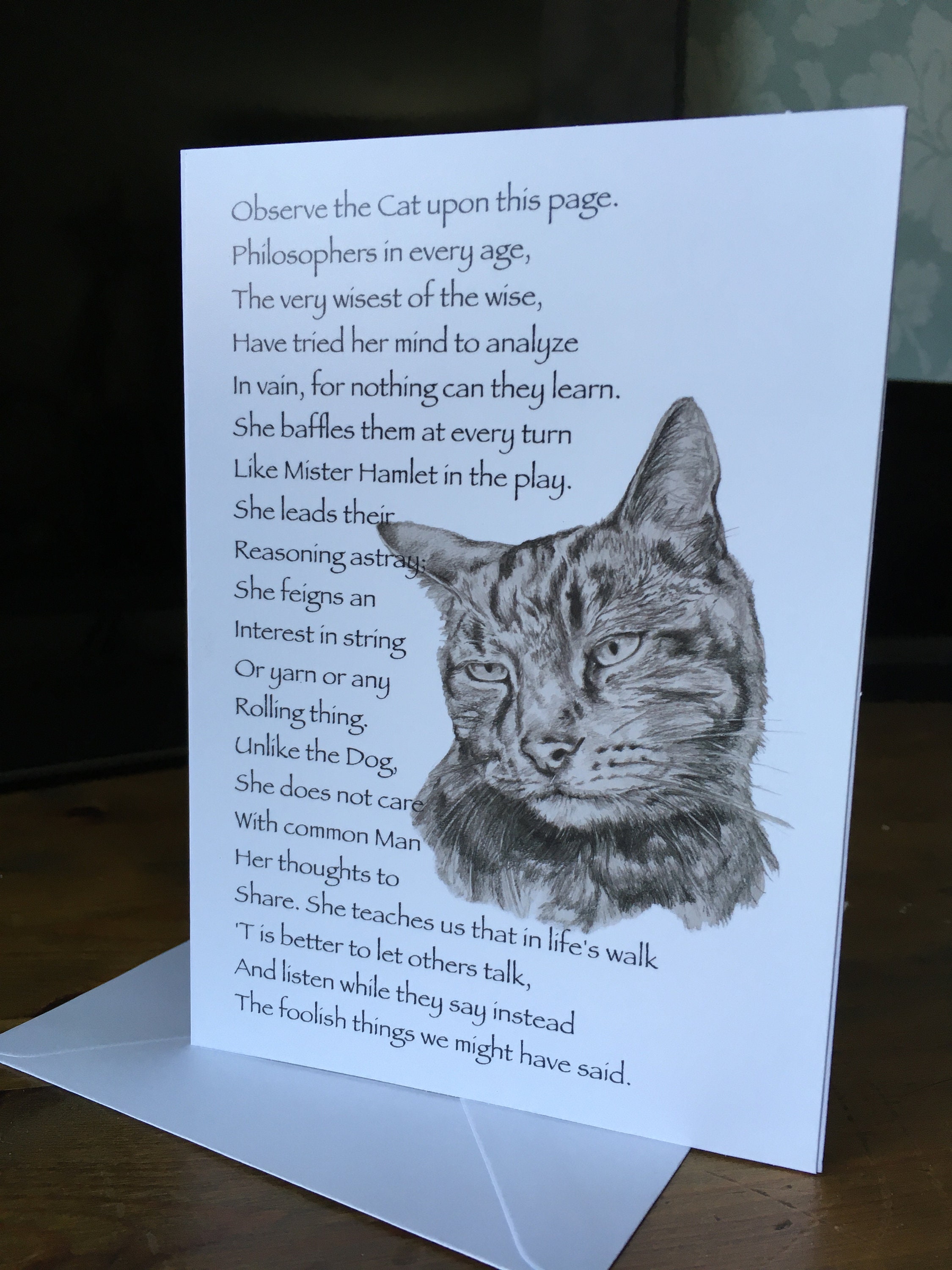 The Cat Poem Greetings Card - Etsy The Cat Poem Greetings Card - Etsy