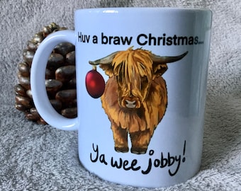 Highland Cow Coffee Mug: Funny Scottish Christmas Gift