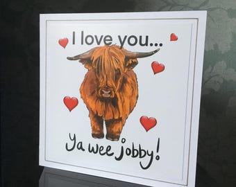Scottish Valentines Anniversary Card - blank inside - Fast Shipping 6x6” Handmade