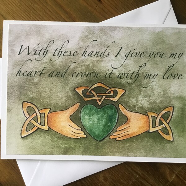 Wedding Engagement Irish Claddagh Greeting Card / Print - Fast Shipping