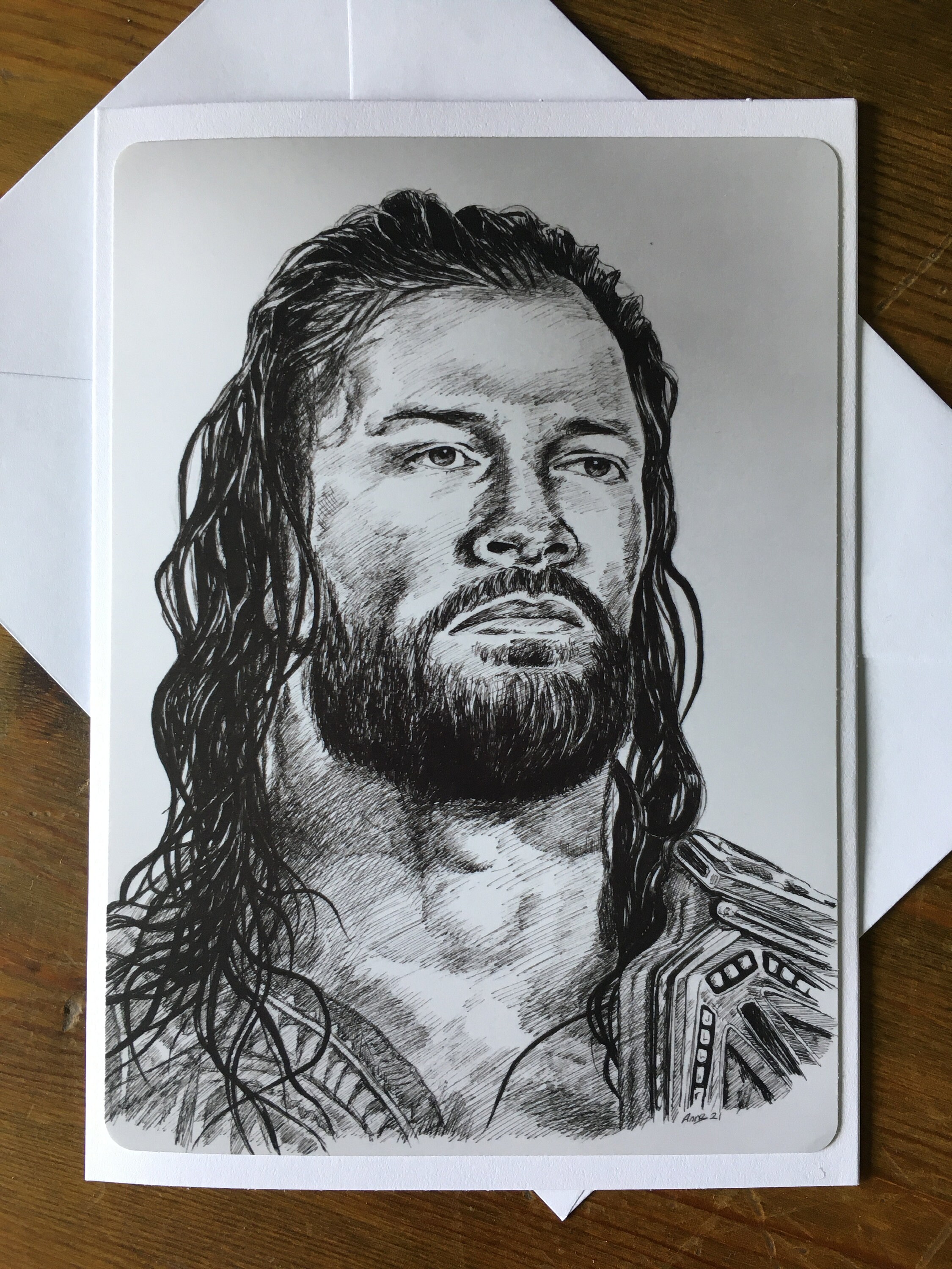 Roman Reigns Greetings Card WWE Pen Drawing or Oil Painting | Etsy