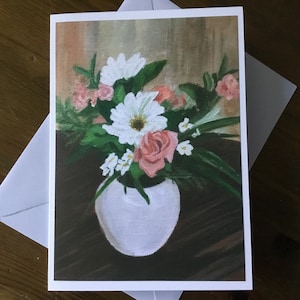 Flowers In Vase Art Card - blank inside - Fast Shipping