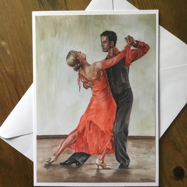 Ballroom Dancing Art Card - blank inside - Fast Shipping