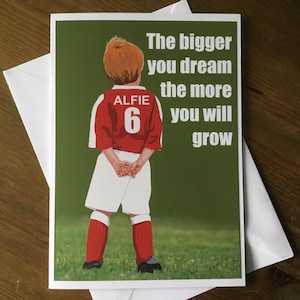 Carte d'anniversaire de rêve de football personnalisée avec nom d'âge - Intérieur vierge