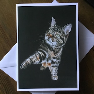 Tabby Cat Watercolour Art Greeting Card - Blank Inside - Fast Shipping
