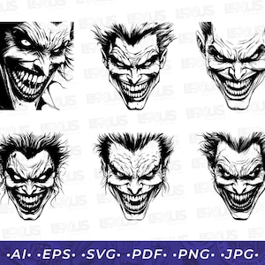 Scary Joker Face Halloween Joker Svg, Joker Silhouette, Joker Birthday Shirt, Layered Joker Svg, Boy Figure Svg, Joker Images, Joker Vector