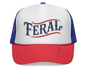 Feral - ヒップスターアメリカントラッカーキャップ、ヴィンテージルック、女性のエンパワーメント、フェミニストの政治的声明、調節可能なスナップバック