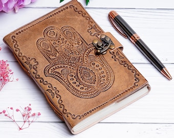 Handy Mark Leather Diary Writing Notebook Unique Handmade Embossed Travel Diary (Deckle Edge Paper Diary), 200 Pages