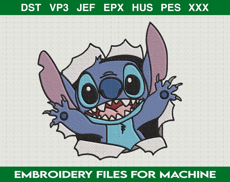 Stitch Ripped Paper Embroidery Design | Mischievous Alien Applique File ...