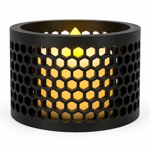 Ljusstake i bikakeform med LED-ljus inkluderat, geometrisk hexagonformad skugglampa, hylldekor (svart eller vit)