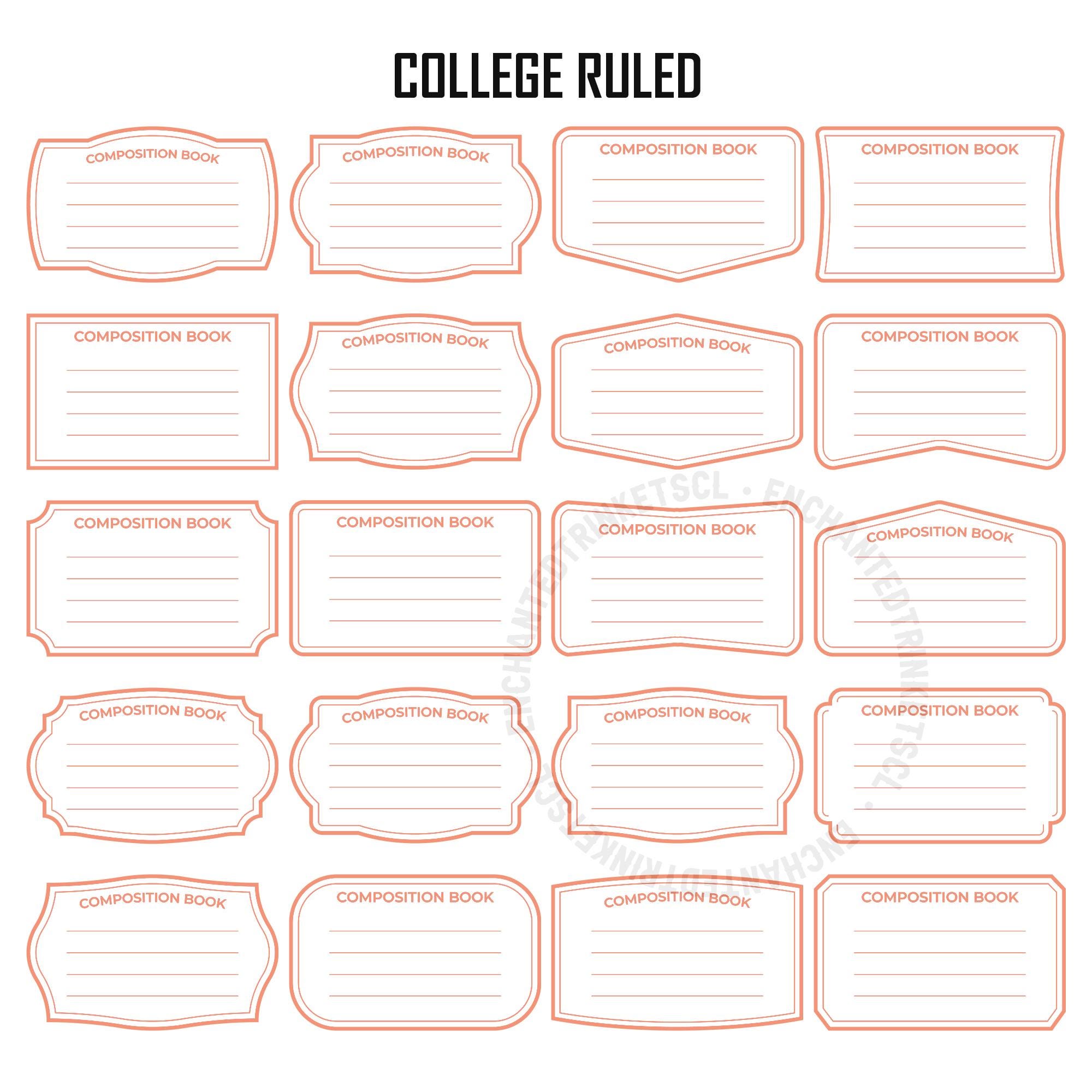 Editable Composition Book Label SVG, 20 Composition Notebook Labels ...