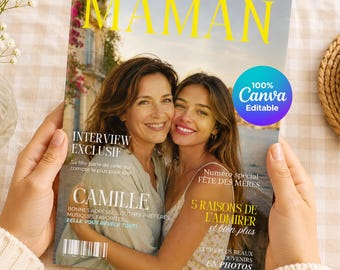 Modèle de magazine personnalisé pour maman, modèle de toile modifiable pour le magazine maman, magazine personnalisé pour la fête des mères, idée cadeau d'anniversaire pour maman
