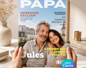 Magazine Papa Canva à Personnaliser, Cadeau Fête des Pères, Magazine Père, Magazine Papa, Idée Cadeau Homme Original para Papa Chéri Unique
