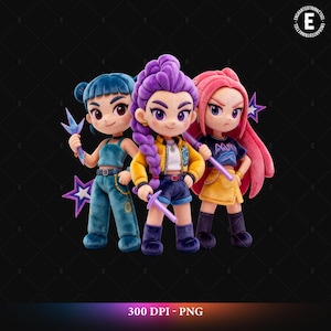 3D Huntrix PNG, Peluche morbido 3D, Cacciatori di demoni Kpop PNG, Huntrix PNG, Design del personaggio 3D, Download digitale