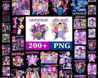 200+ Huntrix Girls Kpop Demon Hunter PNG Bundle, Saja Boys Boy Band Png, Kpop Demon Inspired Movie PNG, Derpy Tiger PNG.