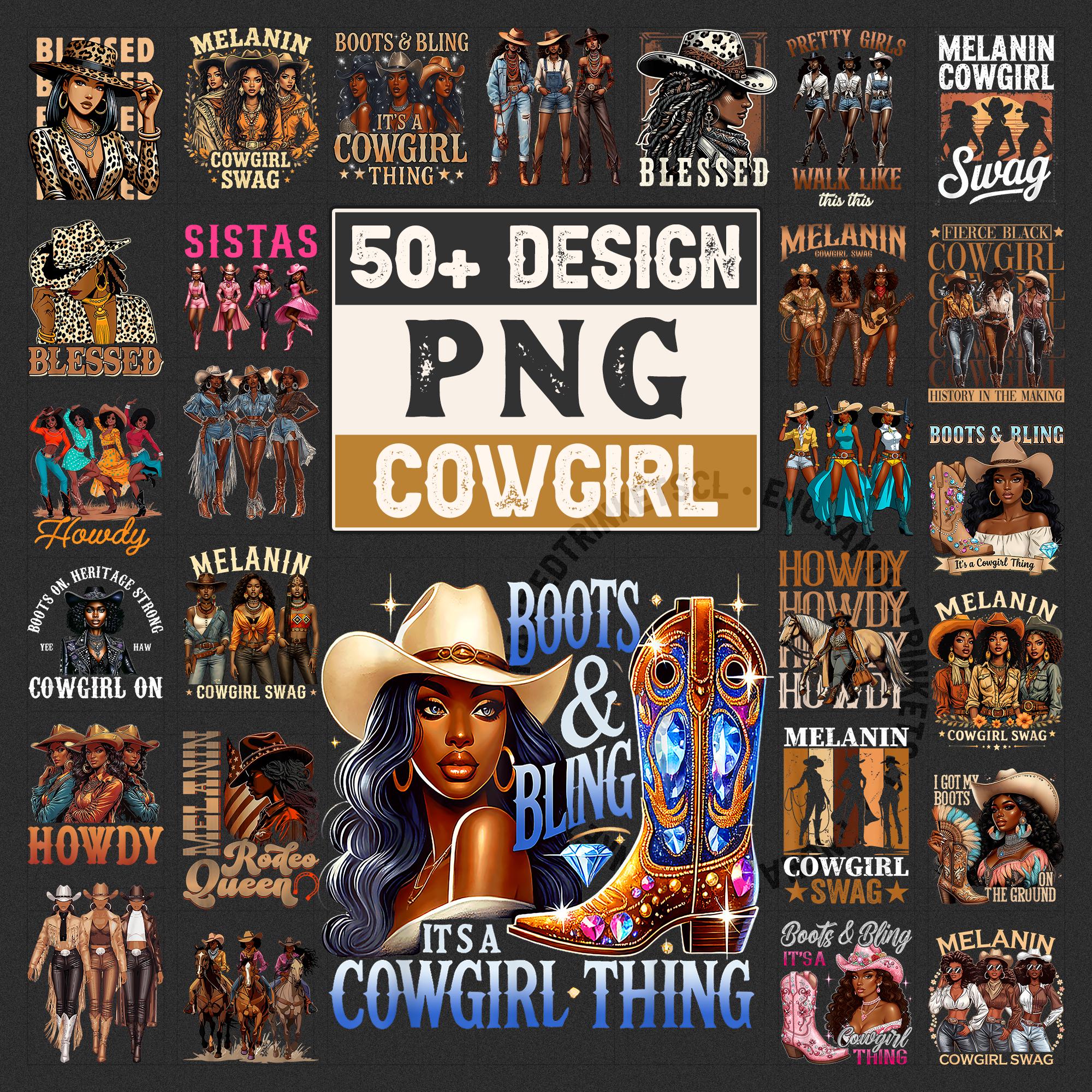 Proud Black Cowgirl PNG Bundle, Cowgirl PNG Files, Afro Western Woman Sublimation, Country Queen Clipart, Grunge Rodeo Girl PNG