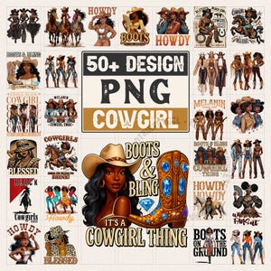 Cowgirl PNG Bundle, Western Rodeo Shirt Designs, Black Cowgirl, Country Girl Sublimation, Pink Boots Hat PNG, Cowgirl File, Cowgirl Life PNG